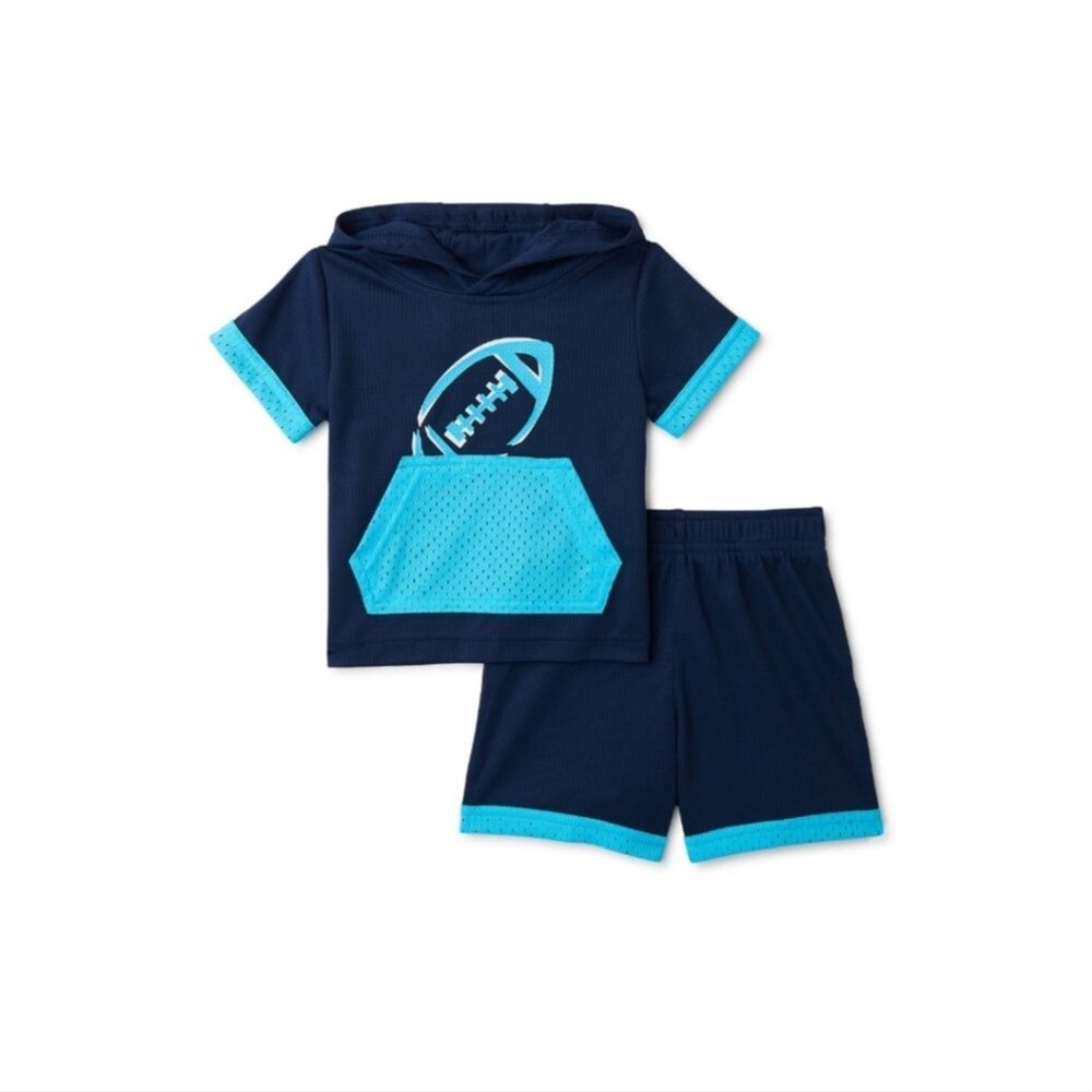 Athletic Works Baby Boys Hooded T-Shirt and Shorts Set size0-3m